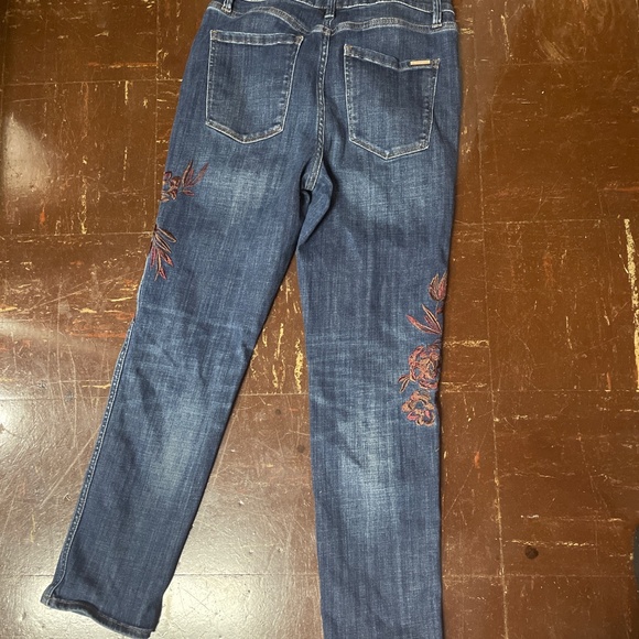 White House Black Market High Rise Straight Floral Embroidered Jeans - Picture 2 of 2